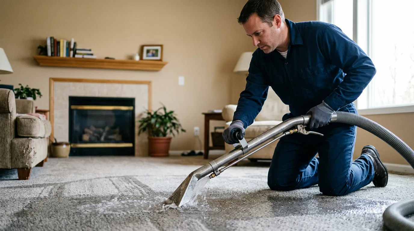 Water damage restoration technician working near Middletown, MO